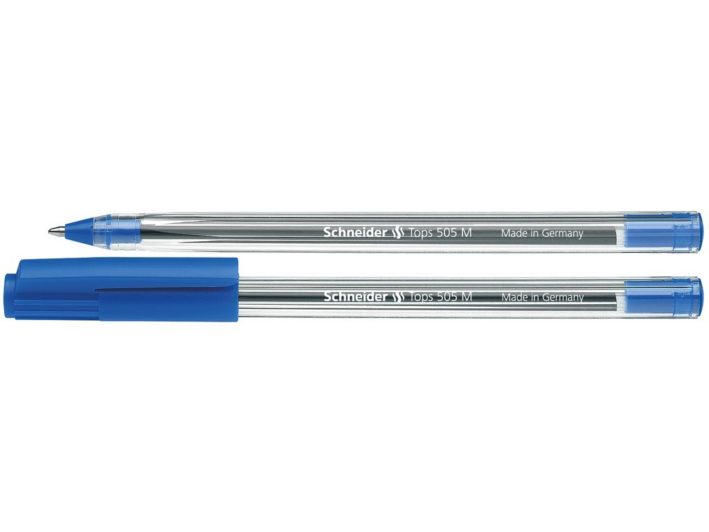 Pix SCHNEIDER Tops 505M, unica folosinta, varf mediu, corp transparent - scriere albastra