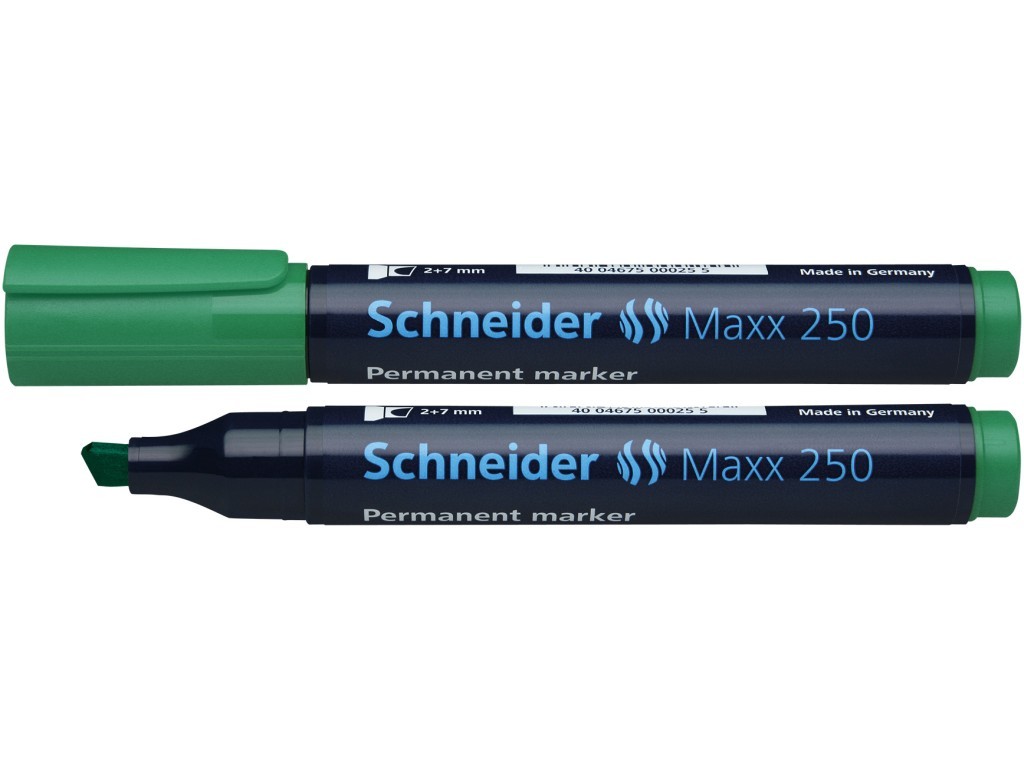 Permanent marker SCHNEIDER Maxx 250, varf tesit 2-7mm - verde