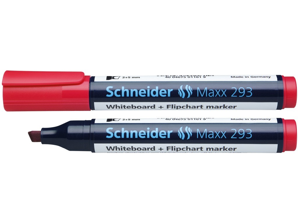 Marker SCHNEIDER Maxx 293, pentru tabla de scris+flipchart, varf tesit 2-5mm - rosu
