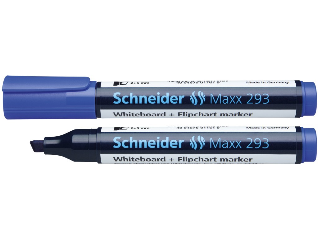 Marker SCHNEIDER Maxx 293, pentru tabla de scris+flipchart, varf tesit 2-5mm - albastru