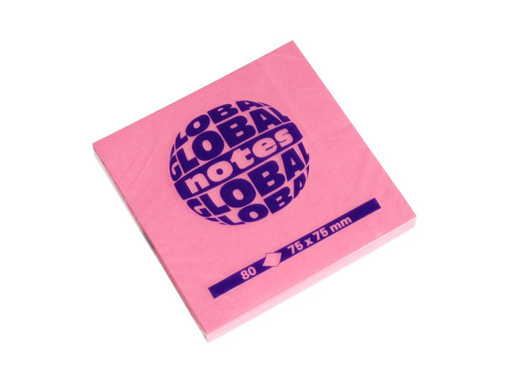 Notes adeziv Global Notes 75 x 75 mm - roz