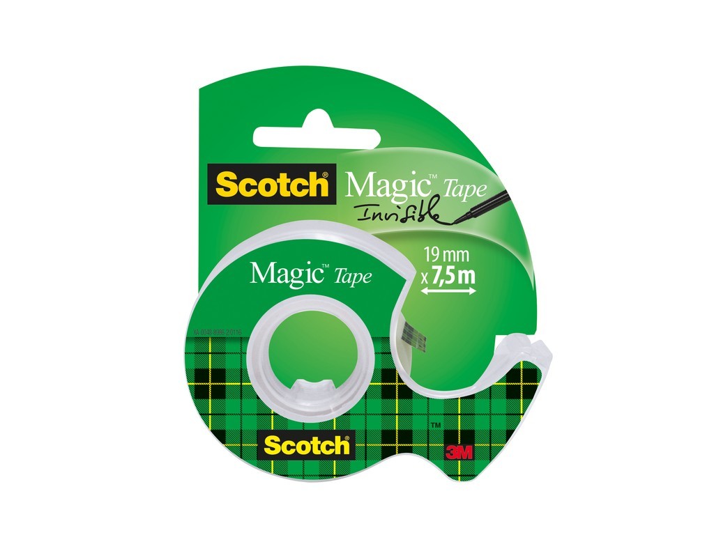 Banda adeziva Scotch Magic, 19 mm x 7.5 m, cu dispenser